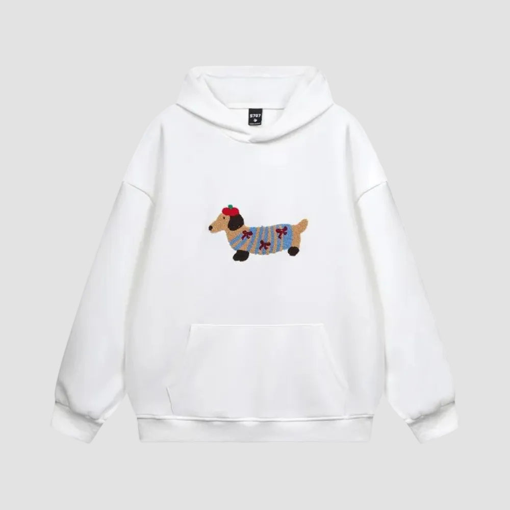 Casual Large Hooded Dog Graphic Sweatshirt