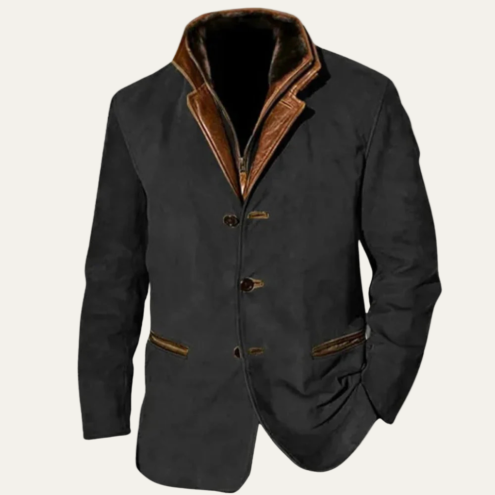 Men’s Suede Tailored Blazer with Contrast Collar