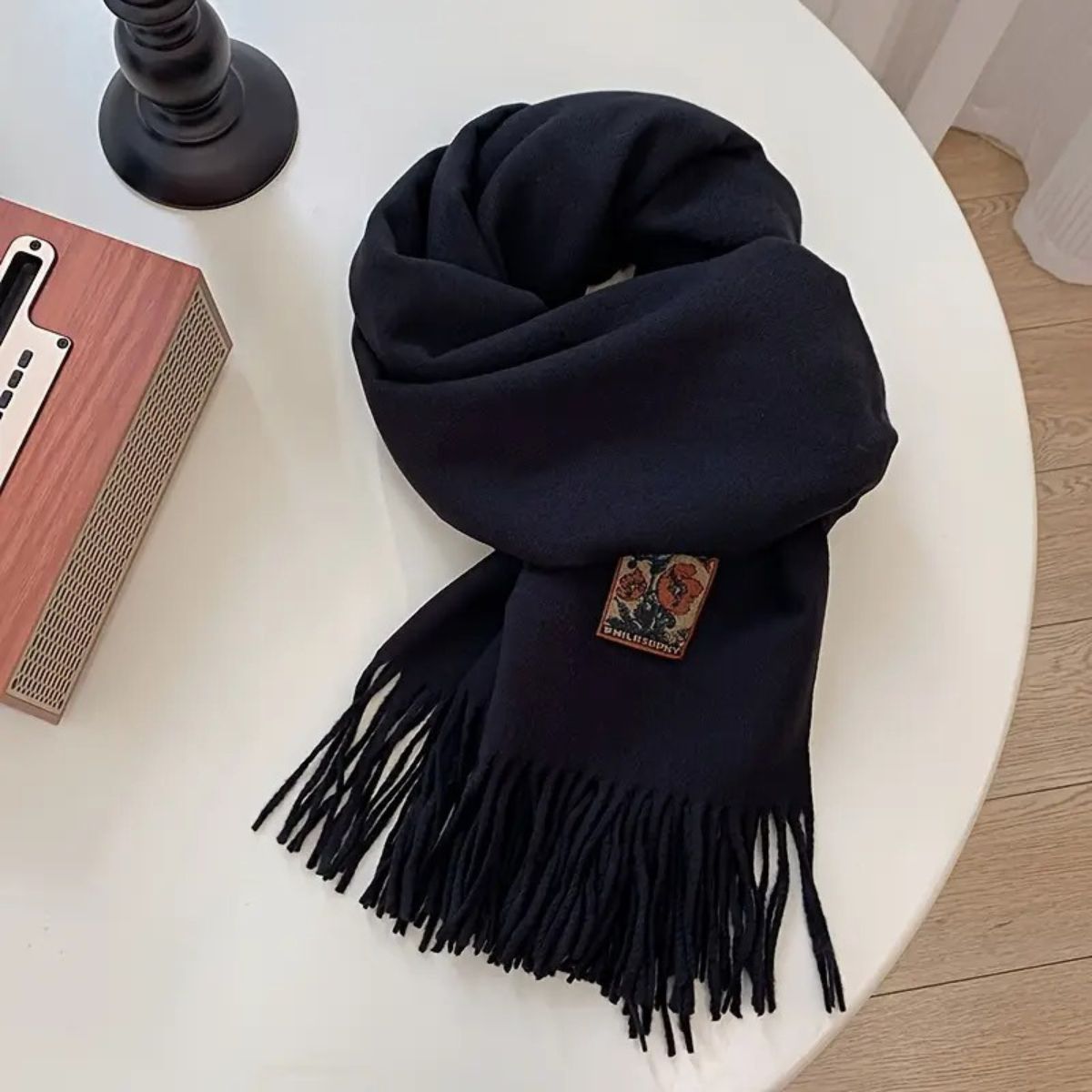 The Marais Cashmere Merino Scarf for Men - Black