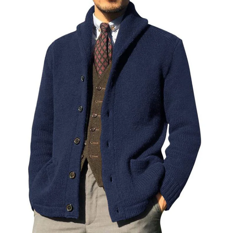 Men's button-up classic knit jacket