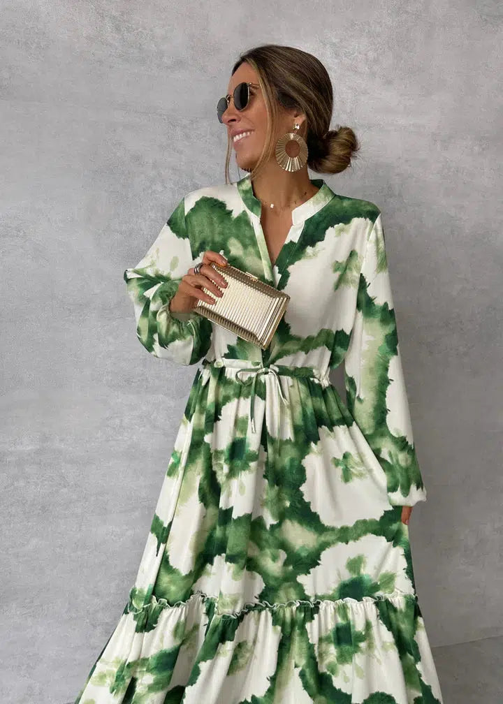 Beautiful Long Sleeve Floor Length Dress - BritishElegance