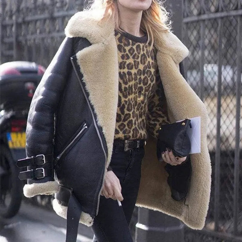 Blair | Women's Suede Lambskin Buckle Winter Jacket