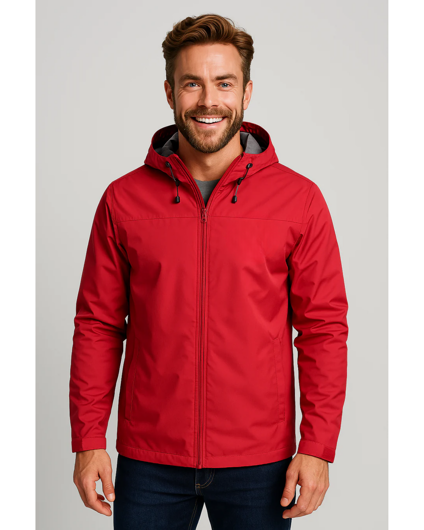 Waterproof Mens Raincoat with Hood and Zip