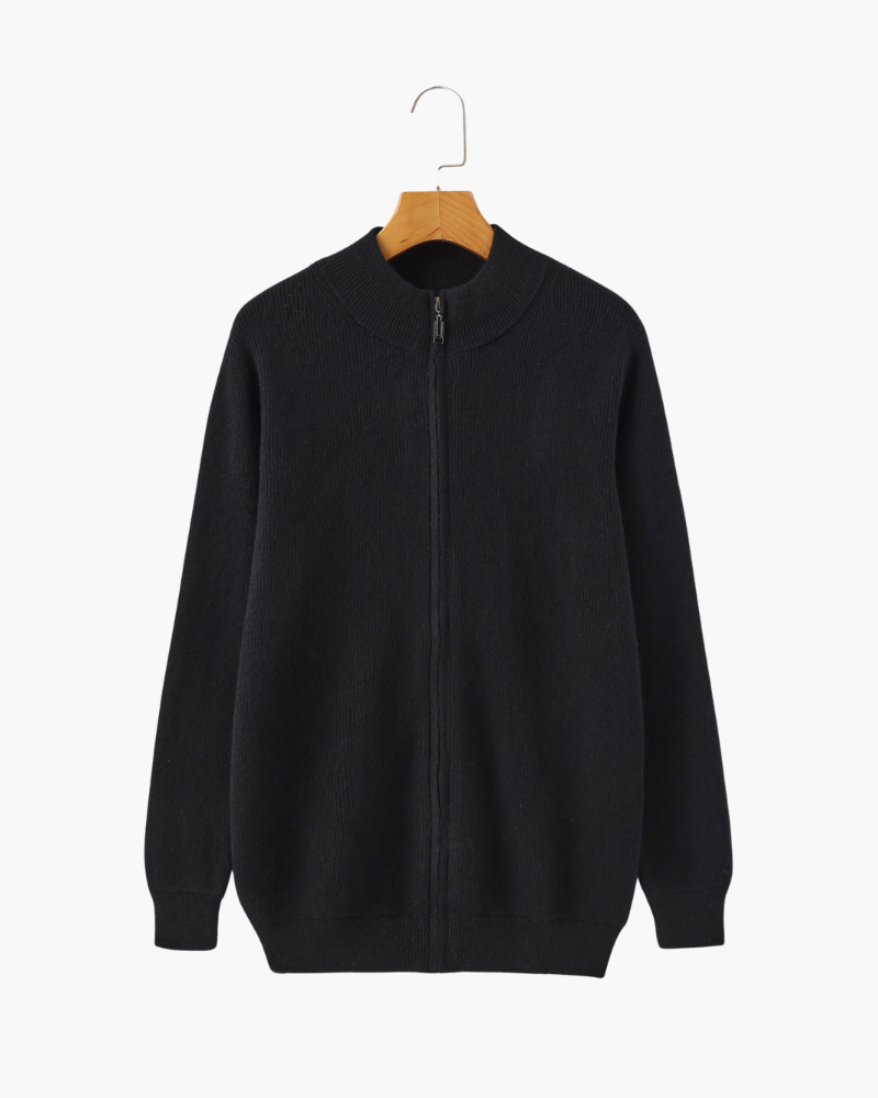 Wesley | Men's fall cardigan rib knit zipper stand-up collar