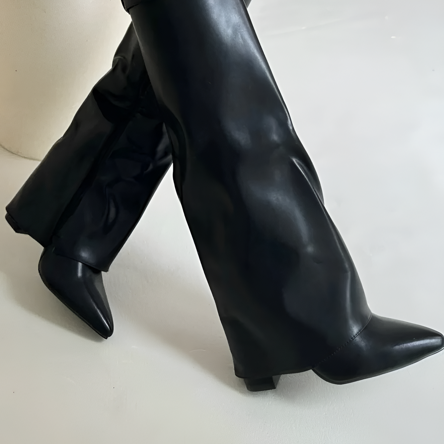 Ladies Tall Leather Buckle Boots