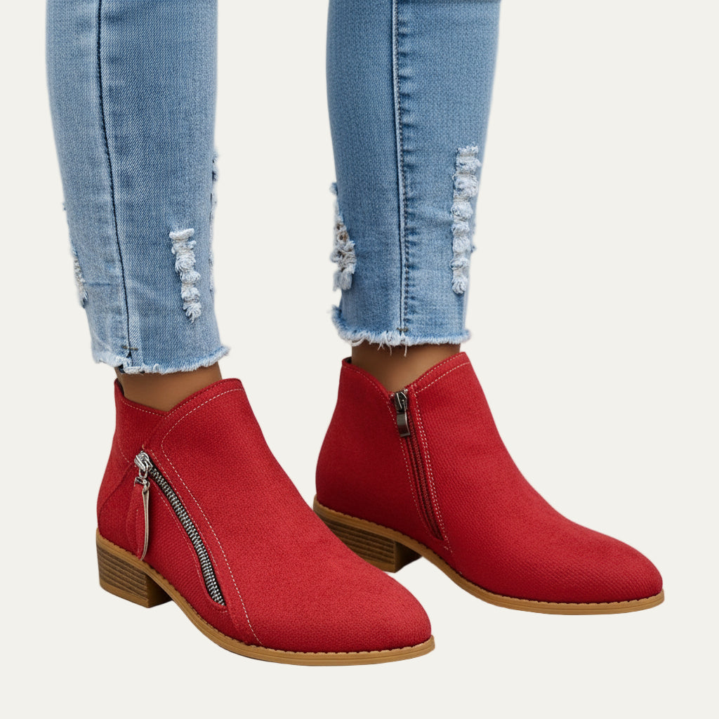 Women’s Stylish Ankle Boots with Twin Zippers