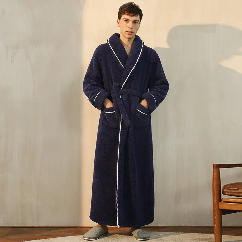 Soft Plush Robe for Men with Hooded Collar