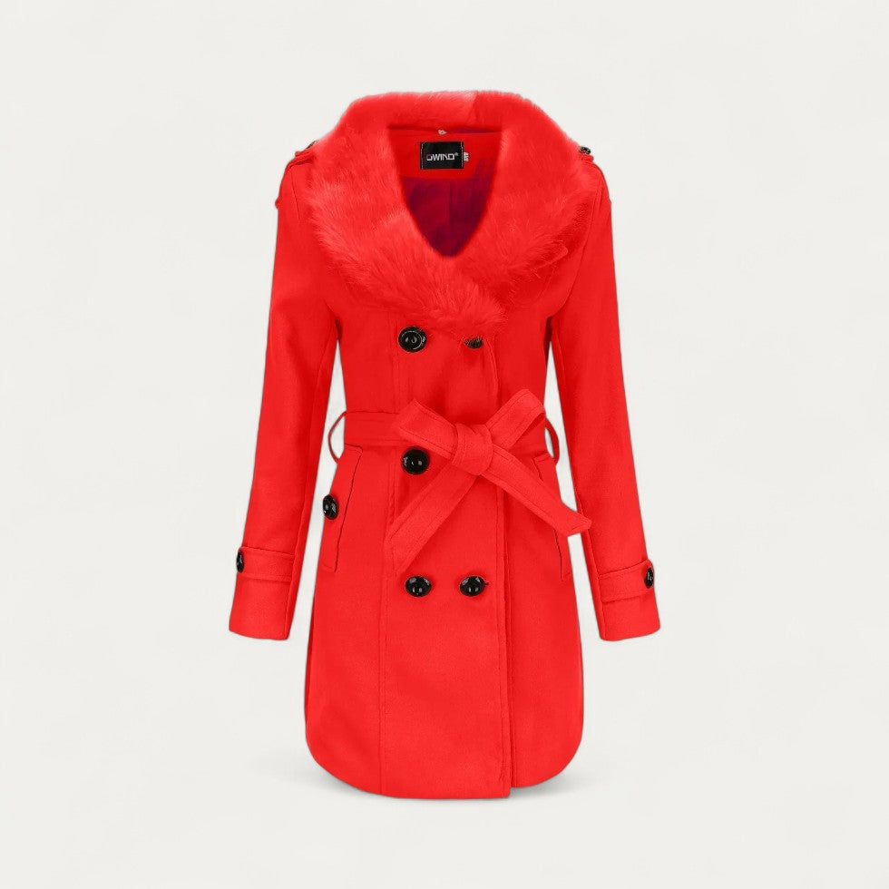 Women’s Faux Fur Collar Trench Coat