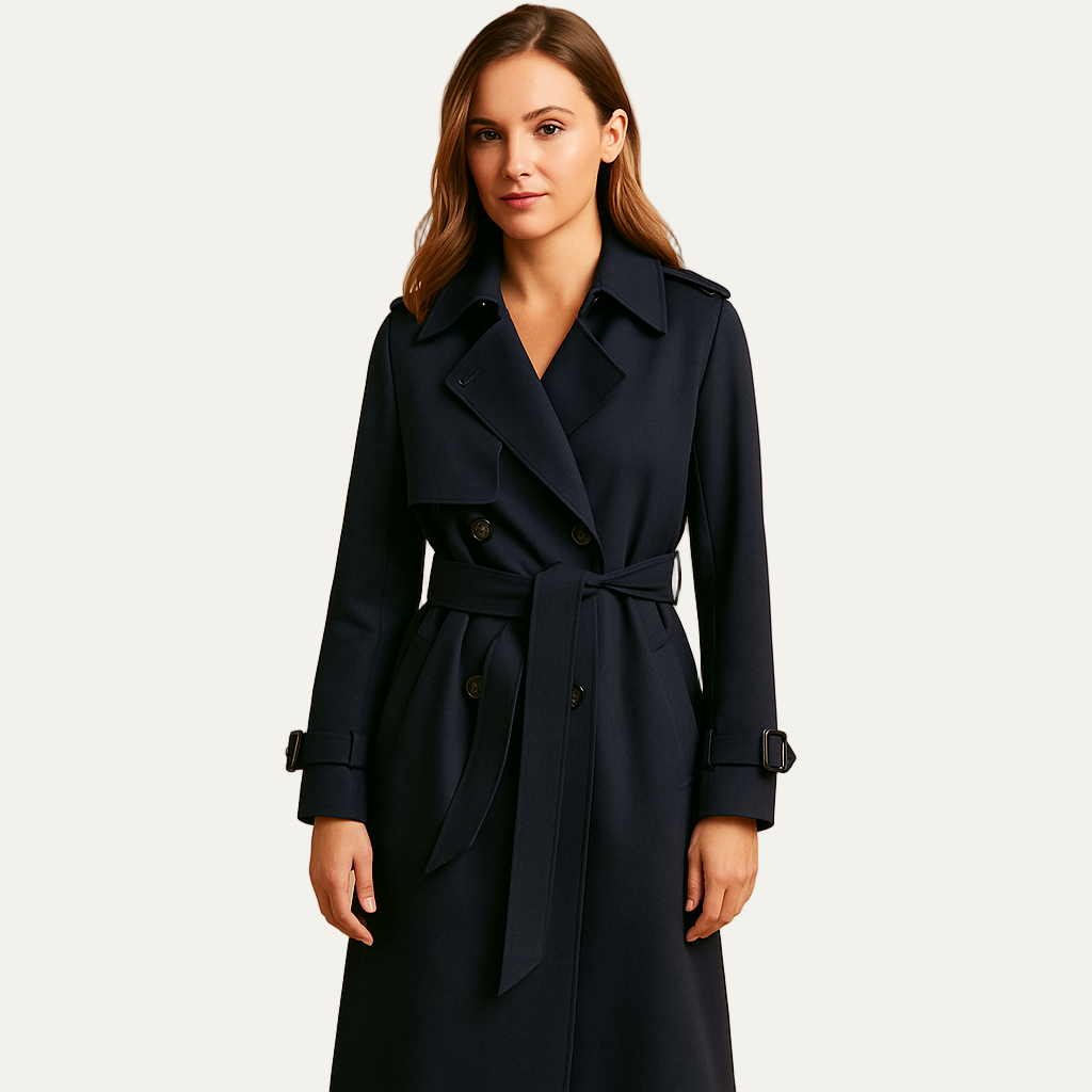 Women’s Minimalist Band Collar Mid Length Coat