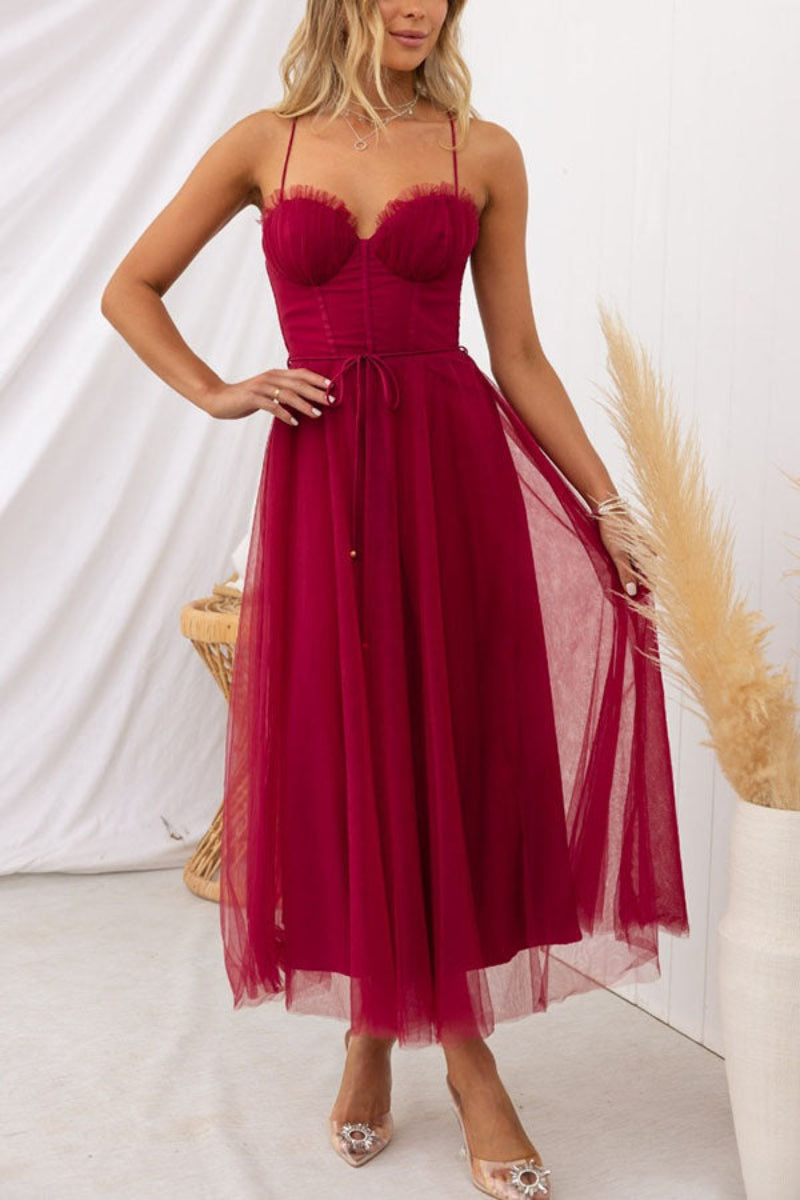 Ladies' Knee Length Dress with Floral Neckline