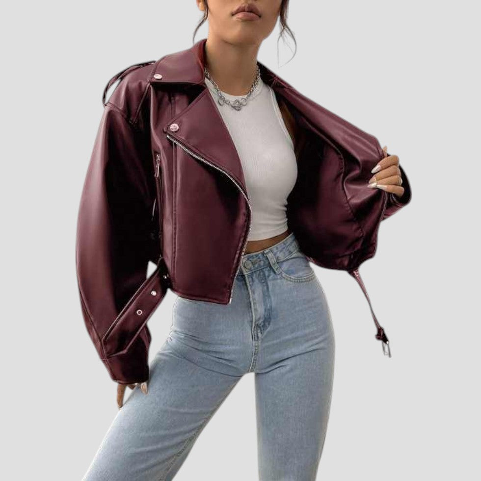 Women’s Faux Leather Motorcycle Jacket