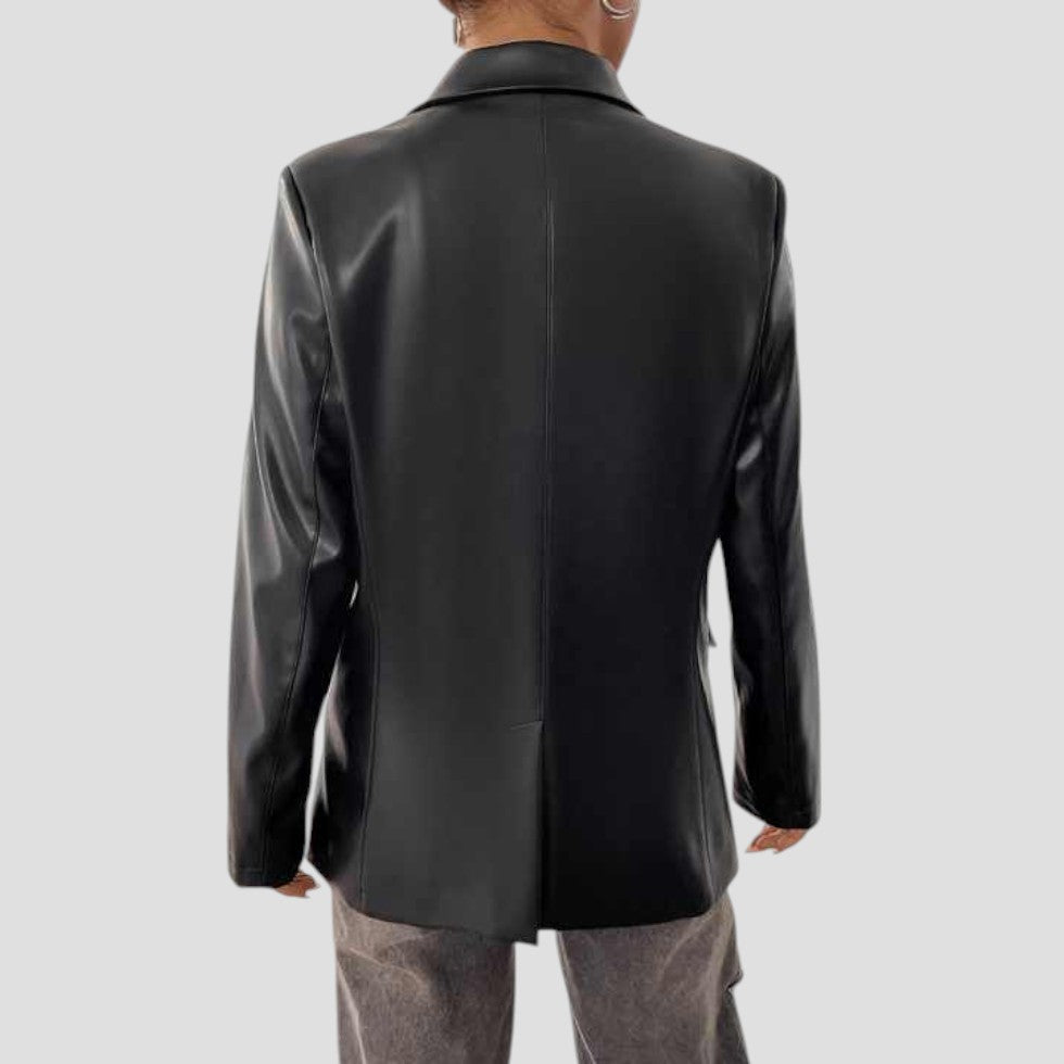 Women’s Retro Faux Leather Blazer