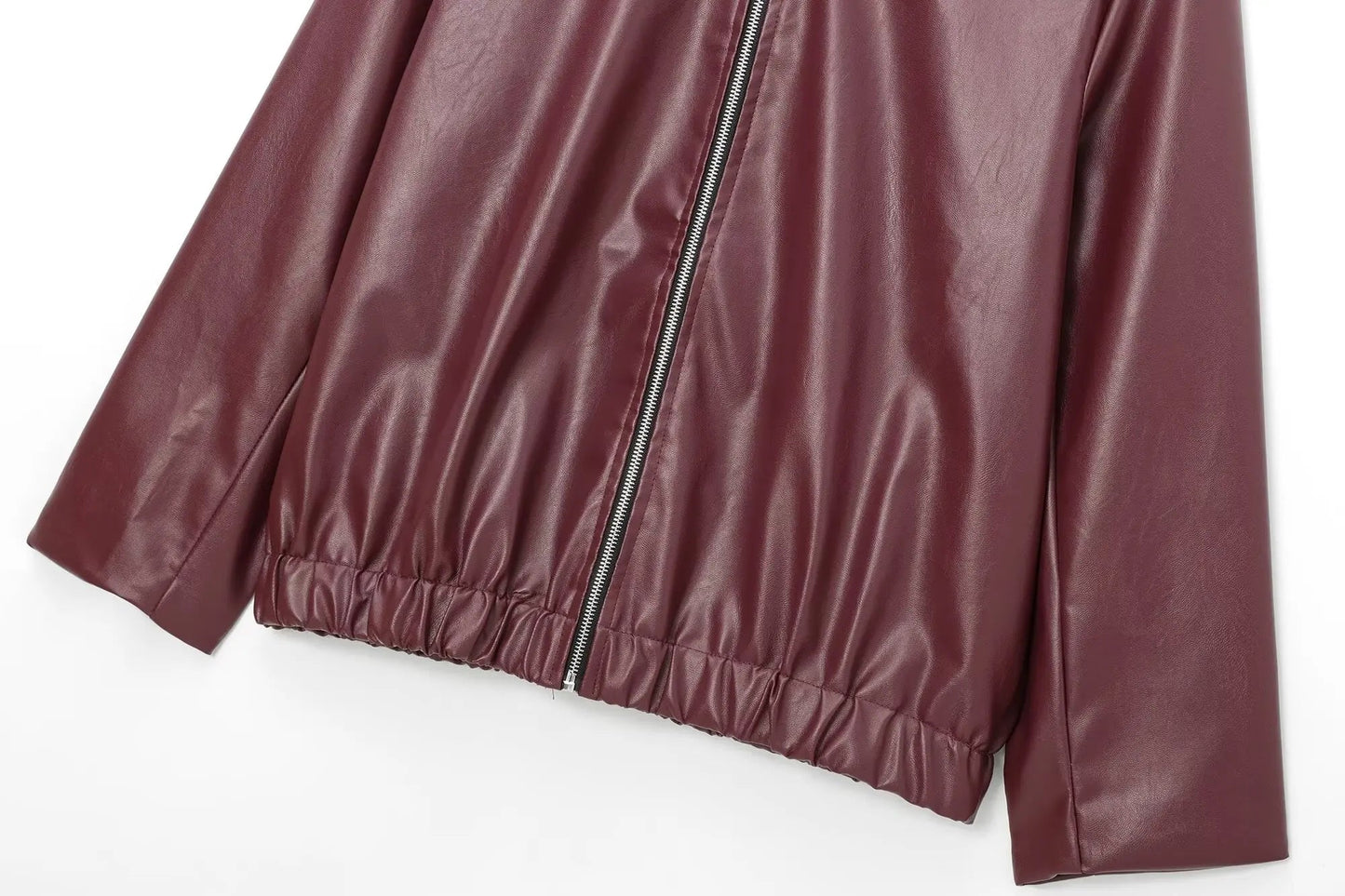 Orana | Women's Leather Autumn Jacket with Zipper Front and Classic Lapel Collar