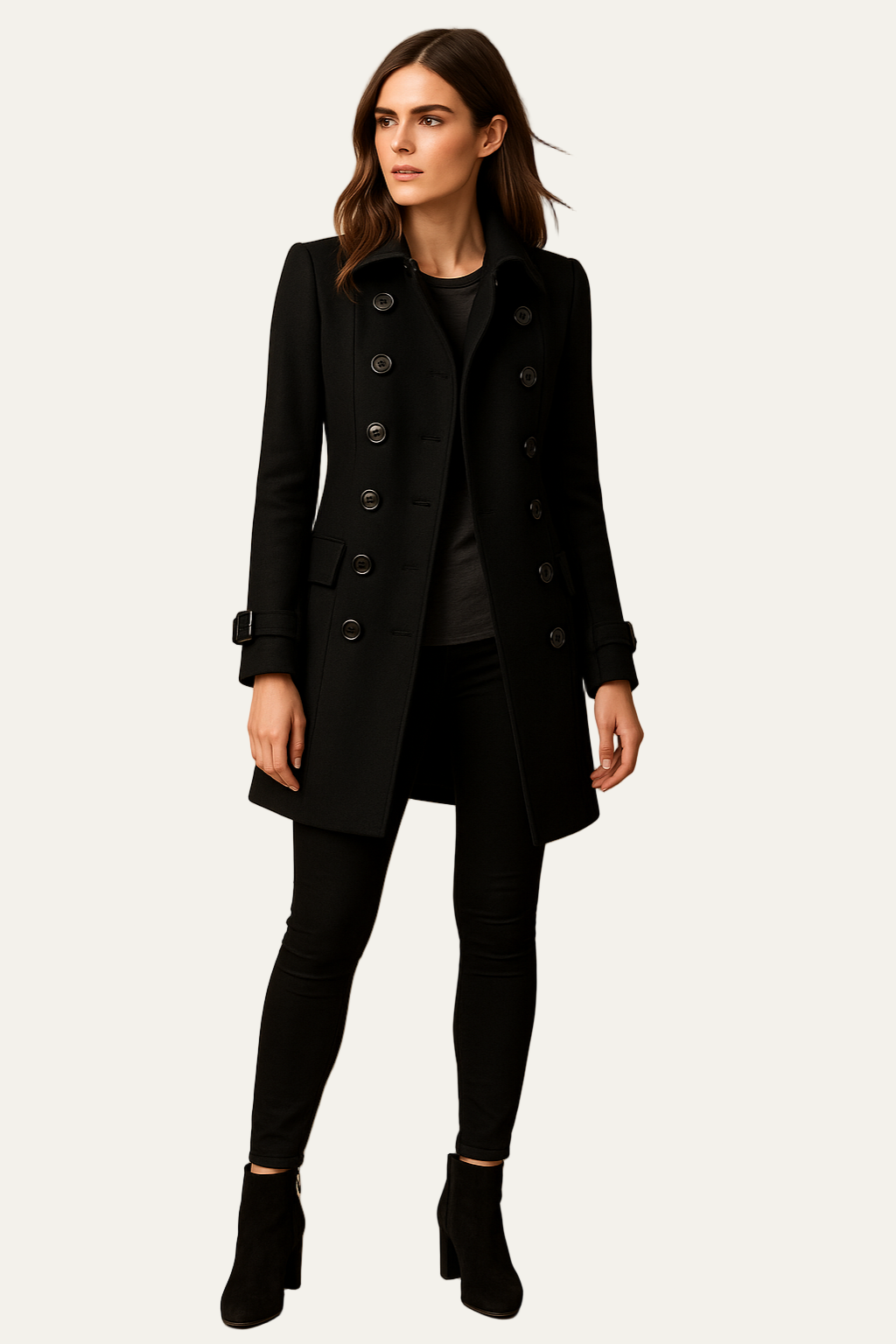Women’s Elegant Double-Breasted Peacoat