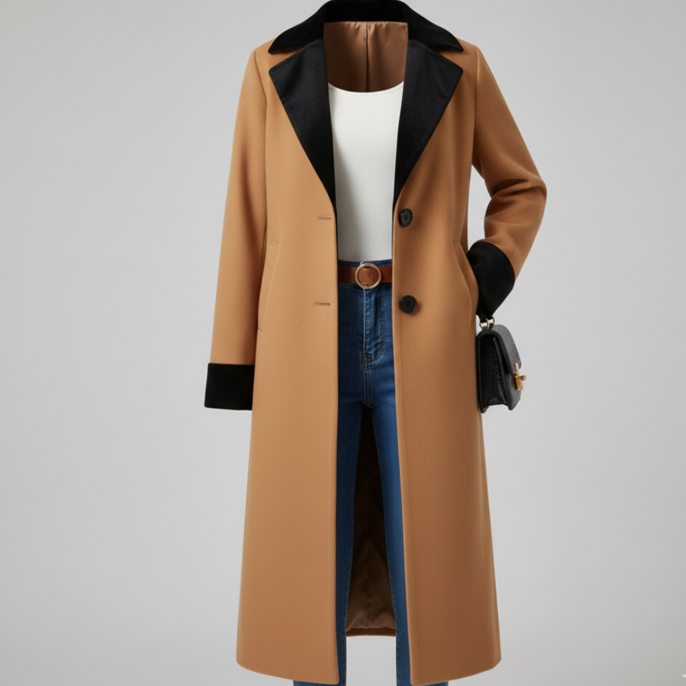 Magdalena | Women's Long Trench Over Coat - Double Breasted Overcoat