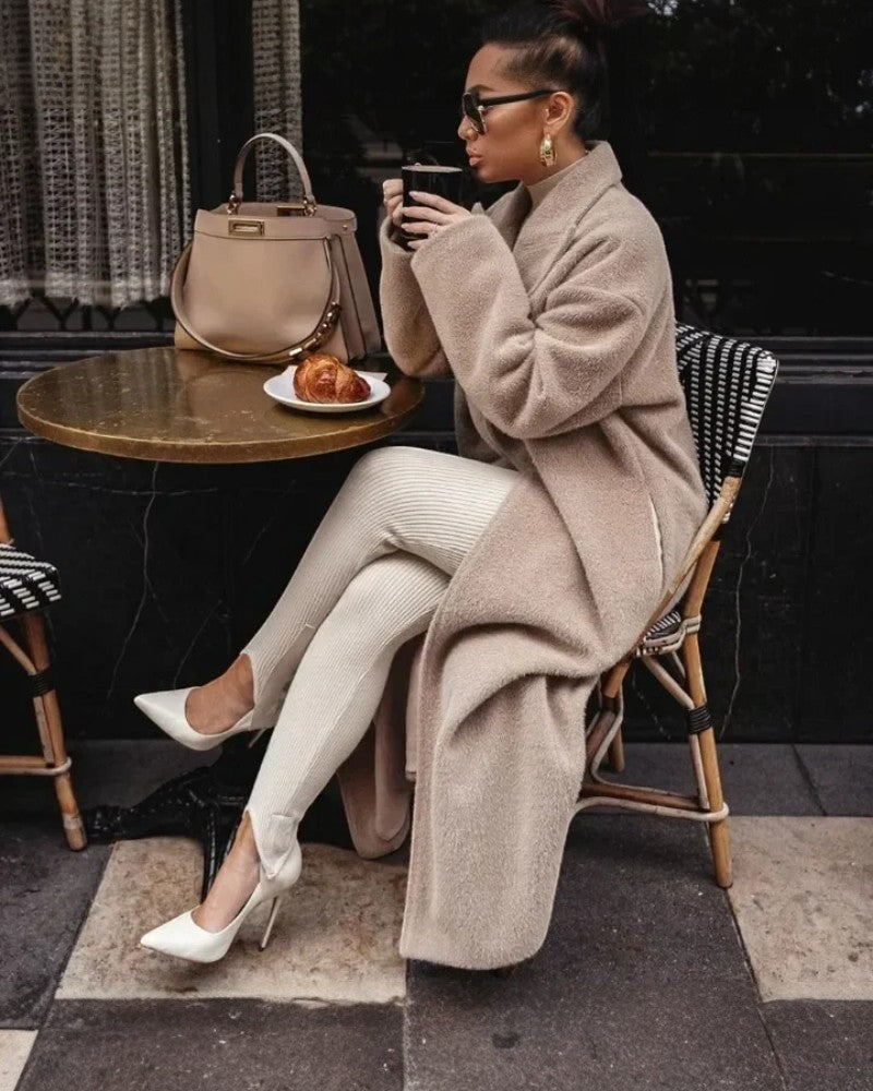 Women’s Elegant Faux Woolen Long Coat