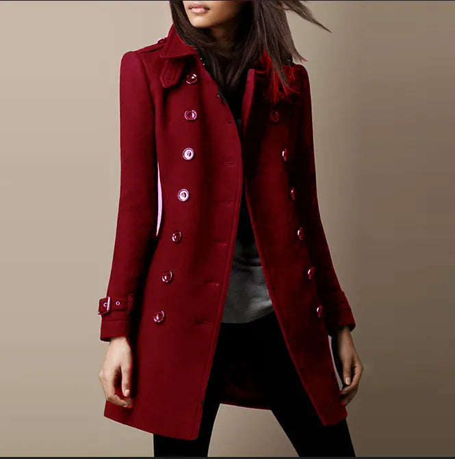 Harlow | Women's Midi Coat with Elegant Collar