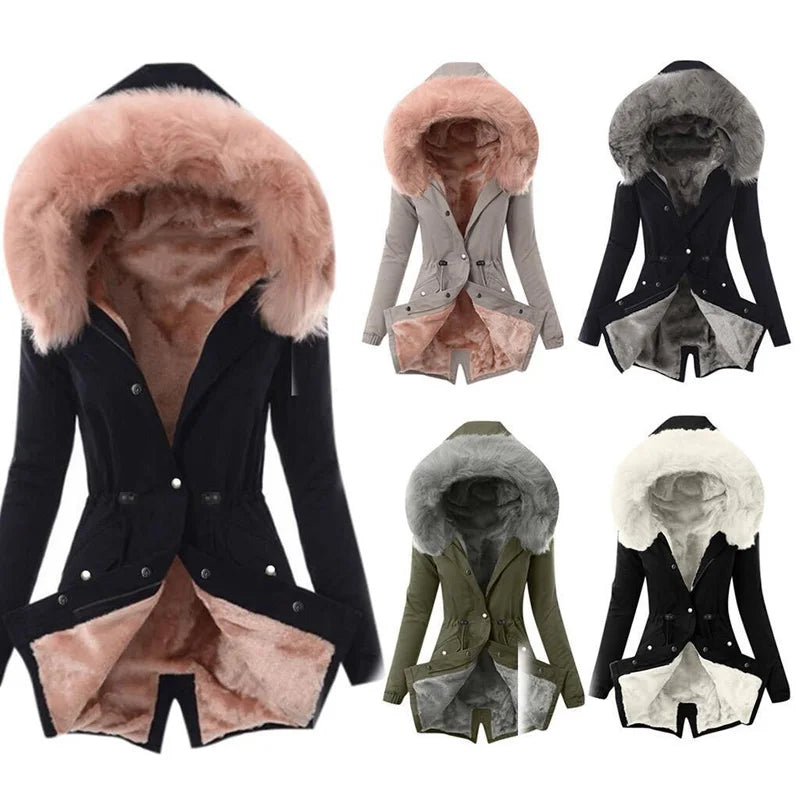 Adeline | Women's Parka Jacket With Faux Fur Hood
