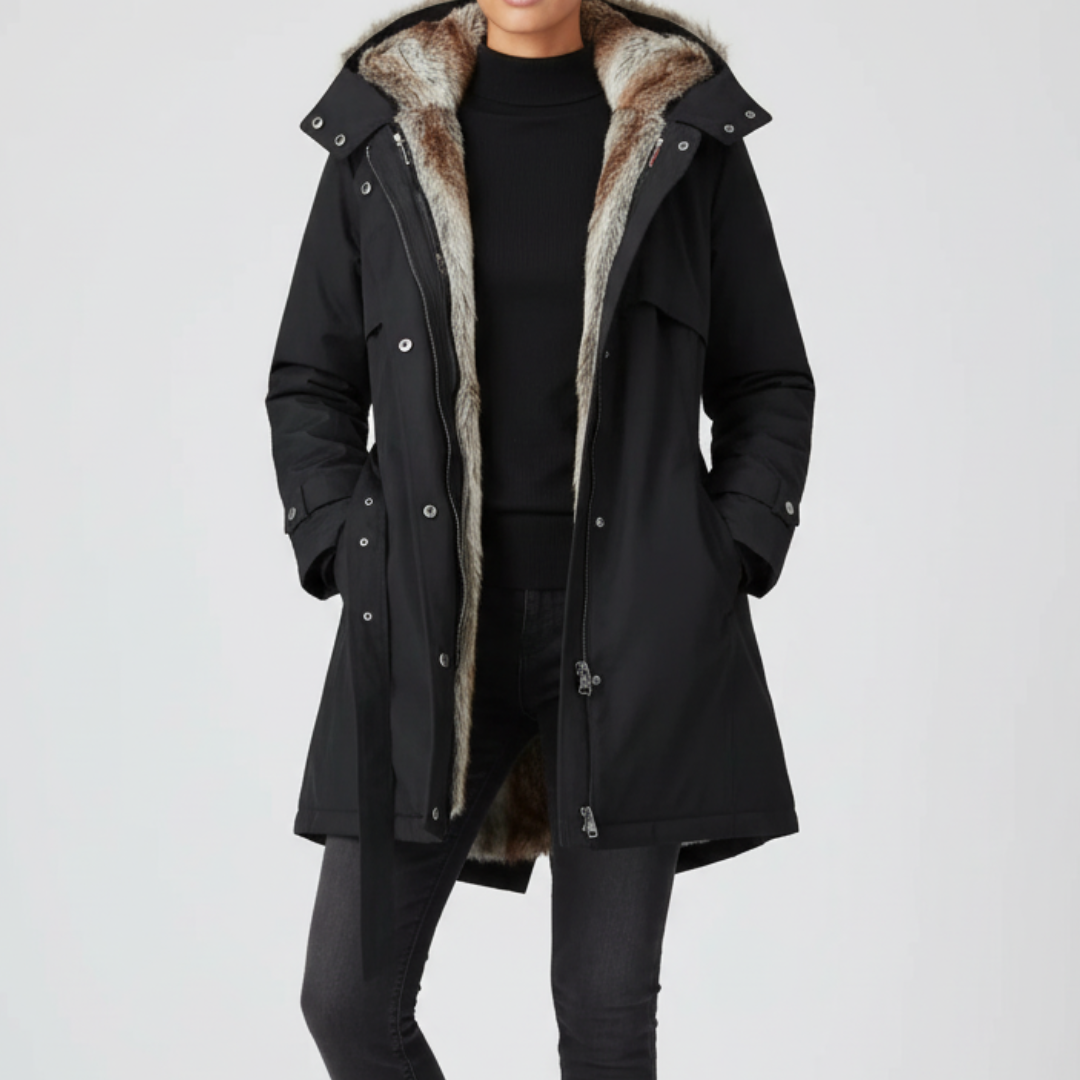 Layla | Women's Parka with Hood and Belt