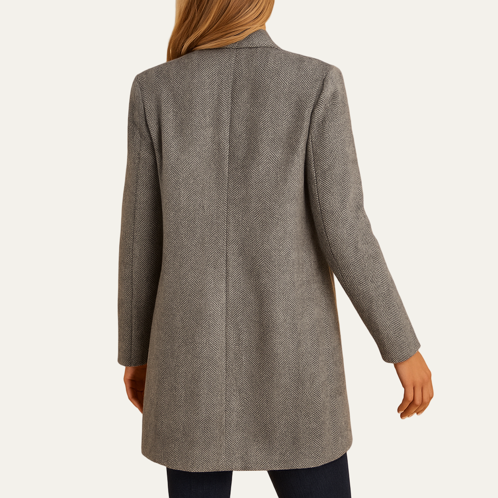Women’s Herringbone Long-Line Open-Front Jacket