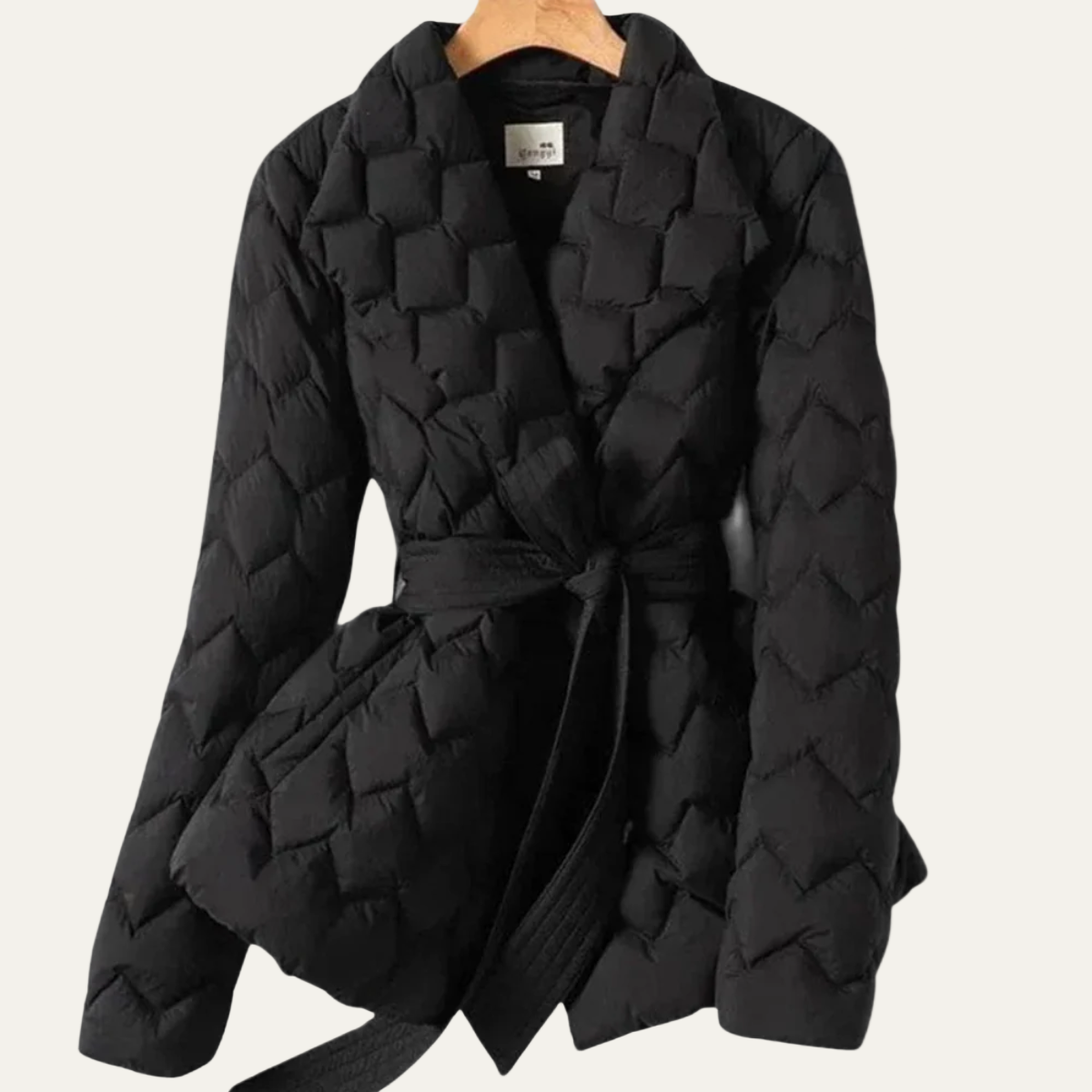 Women’s Quilted Puffer Jacket with Belted Waist