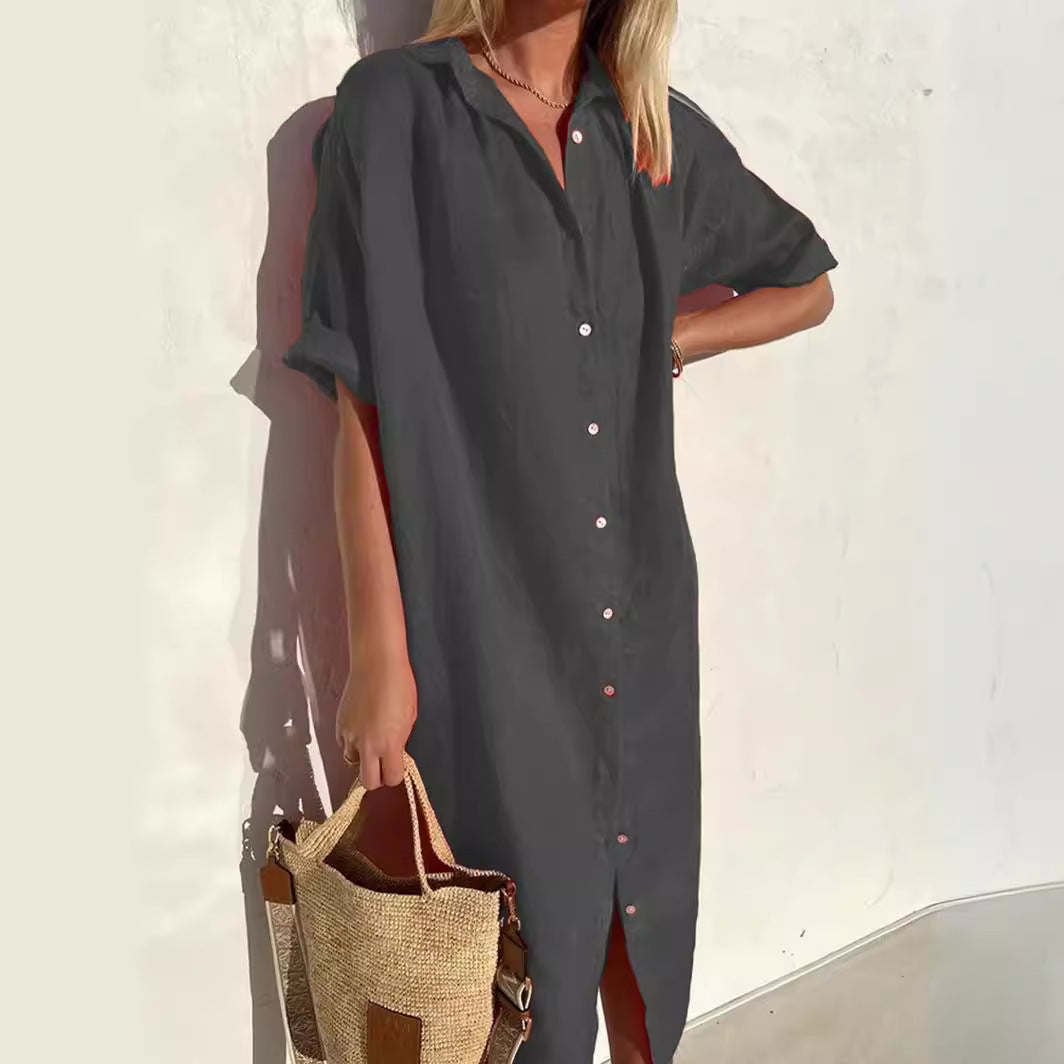 Casual Fit Short Sleeve Shirt Dress