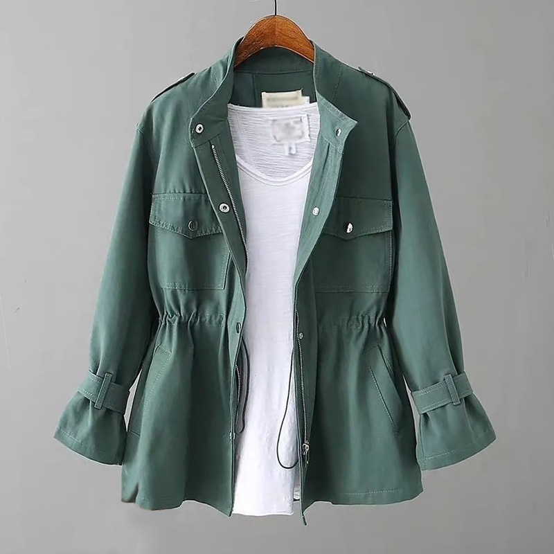 Ayesha | Women's Trench Coat – Slim Fit Outerwear with Flap Pockets and Zip Placket for Spring and Fall