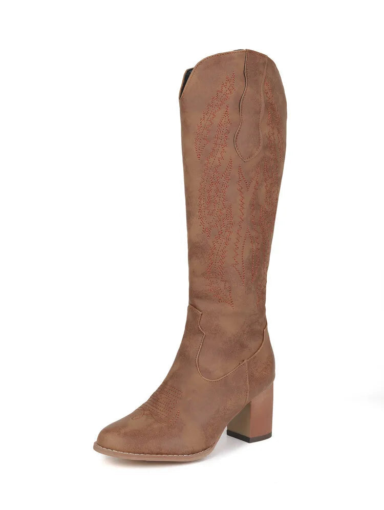 Women’s Faux Leather Knee-High Cowboy Boots
