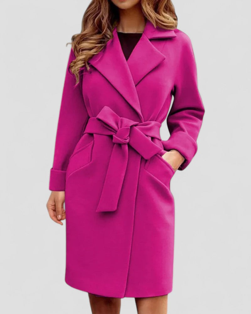 Women’s Elegant Plaid Lace-Up Winter Coat