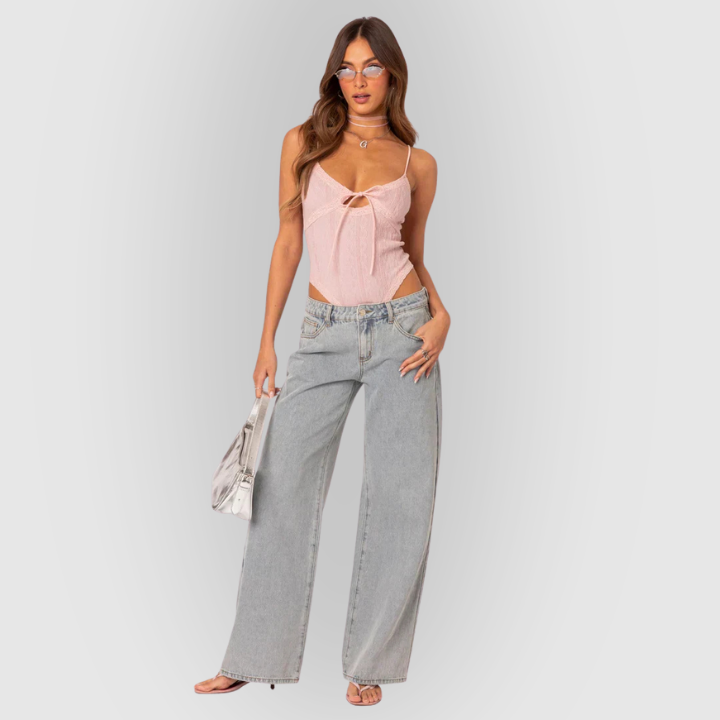Ladies Classic Comfort Fit Grey Jeans - BritishElegance