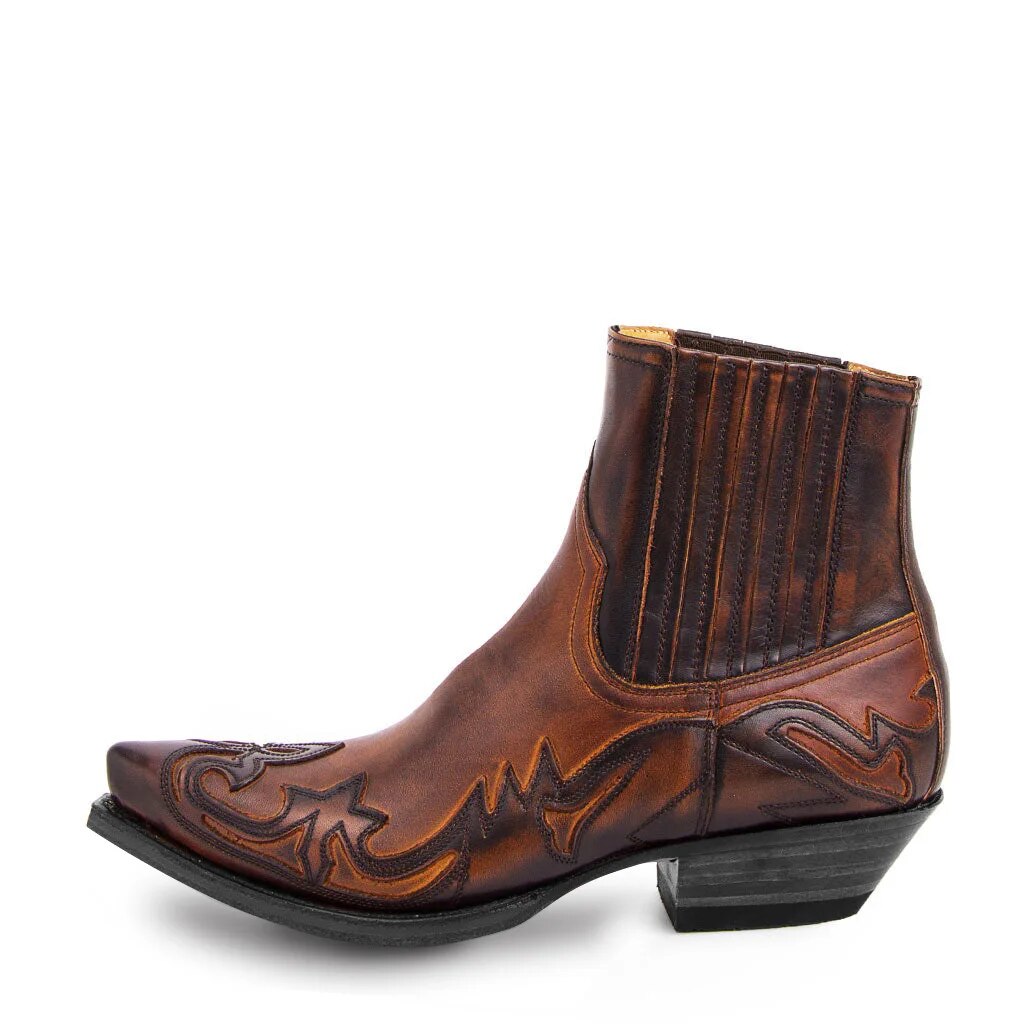 Rugged Men's Leather Cowboy Boots - Modern Western Style