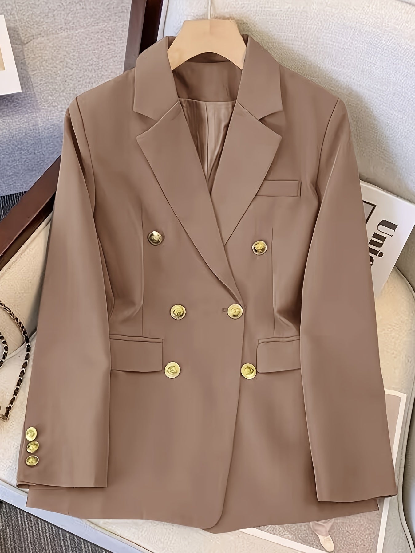 Classic Fit Women's Office Jacket with Metal Buttons