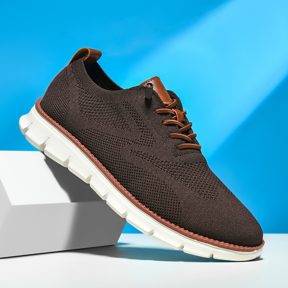 Comfortable Wide Fit Brown Mesh Shoes - BritishElegance