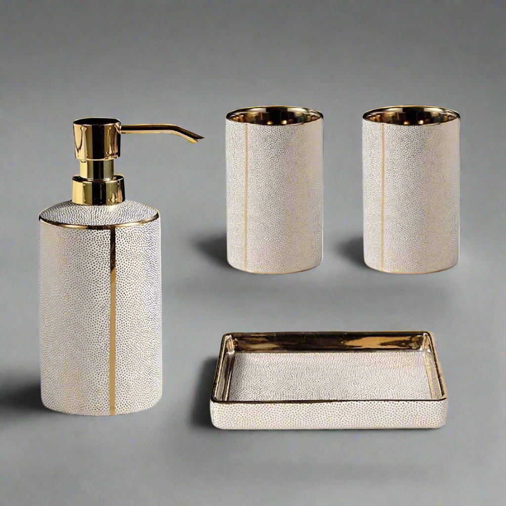 Elegant White Ceramic Bathroom Accessory Set