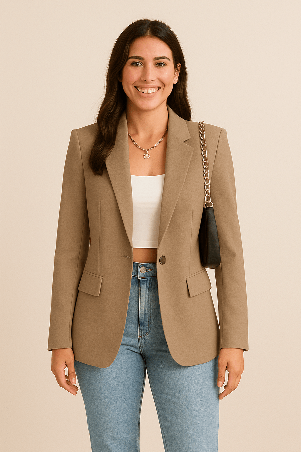 Slim Fit Women's Blazer - Classic One Button Jacket