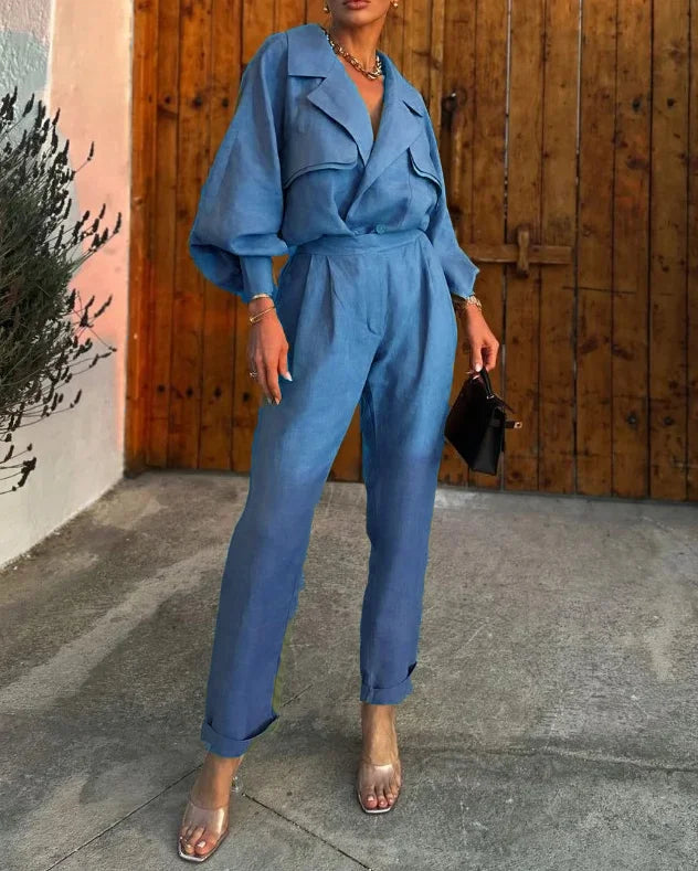Fashionable Women's Long Sleeve Coords Set