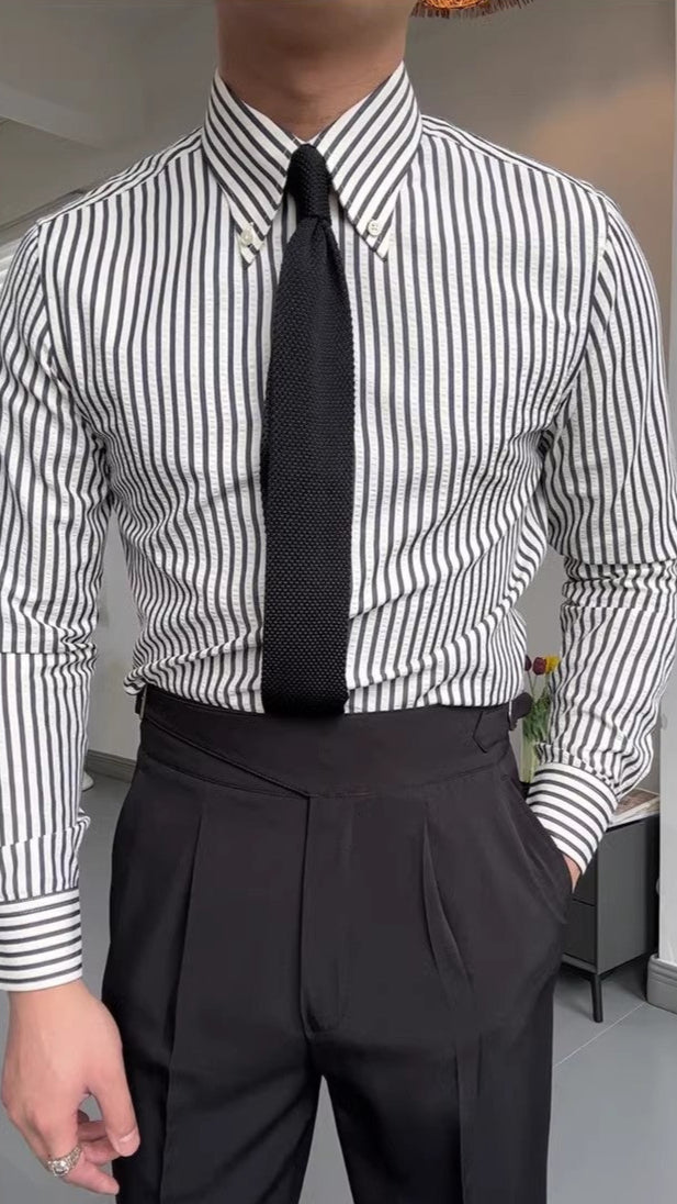 Trendy Mens Slim Fit Stripe Shirt