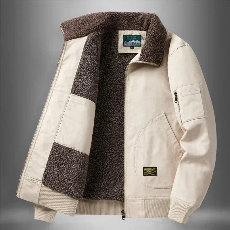 Warm Fleece Lined Leather Jacket