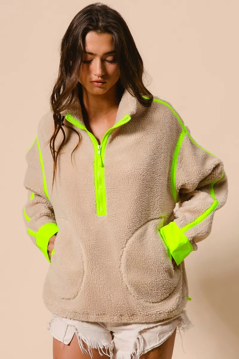 Women's Fleece Lined Warm Sherpa Jacket - BritishElegance