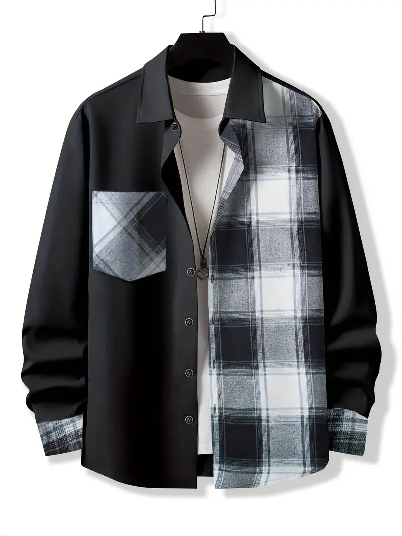 Men's long-sleeve checked button-down shirt by Joseph