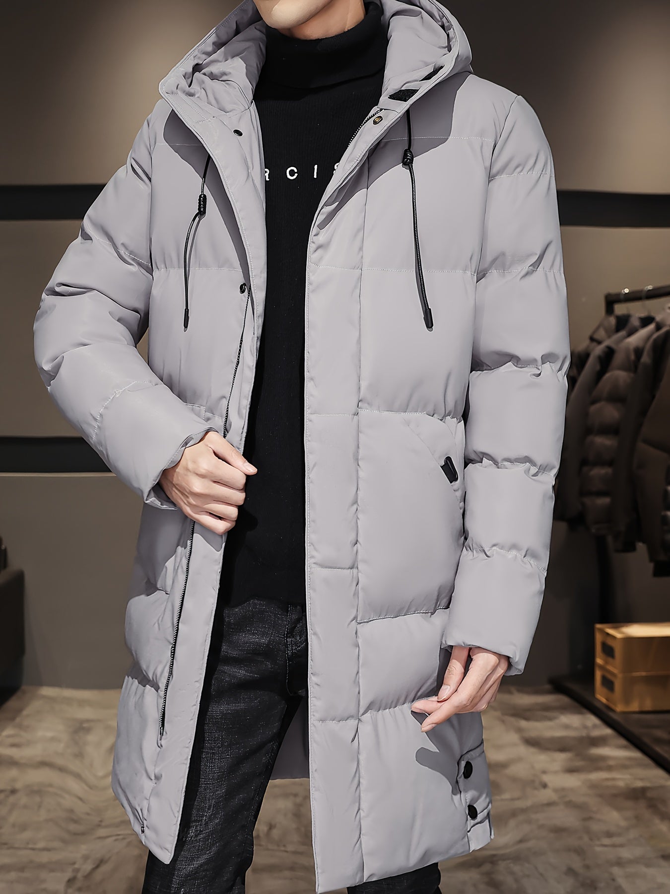 Comfortable Faux Fur Padded Parka Jacket for Men