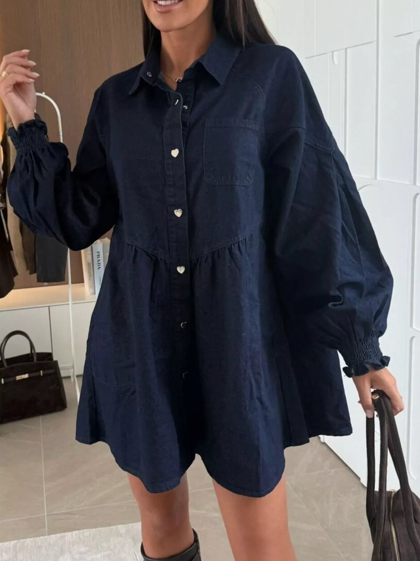 Classic Blue Jeans Sundress with Pocket Detail