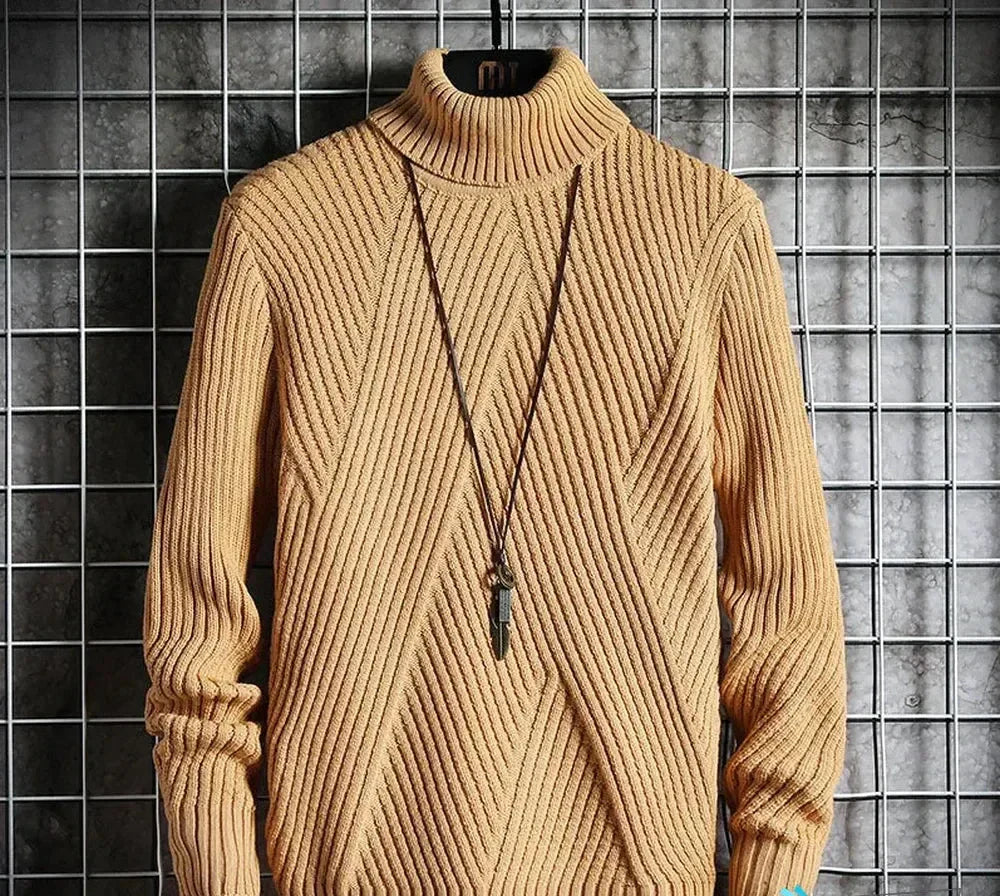 Warm Beige Crew Neck Cashmere Sweater for Men - BritishElegance