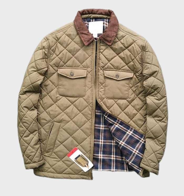 Men’s Quilted Barn Jacket with Corduroy Collar