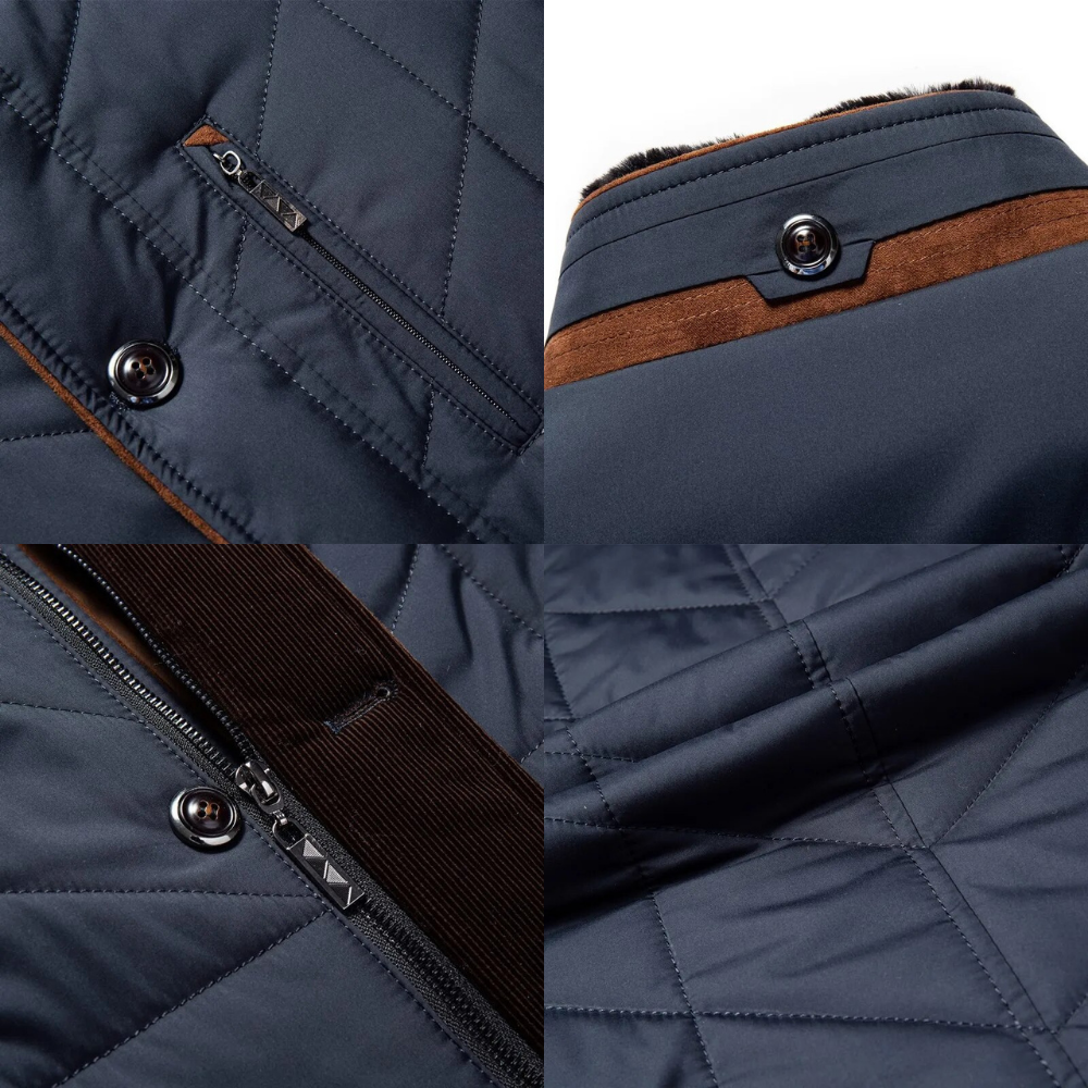Men’s Quilted Winter Jacket with Faux Fur Collar