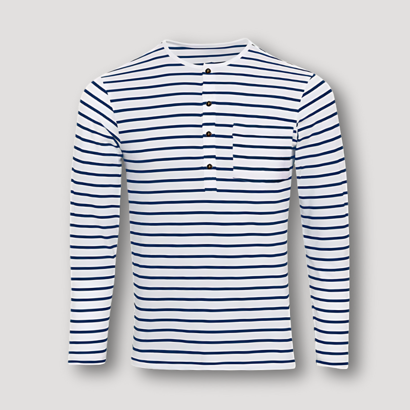 Relaxed Fit Navy Blue Stripe Casual Shirt - BritishElegance