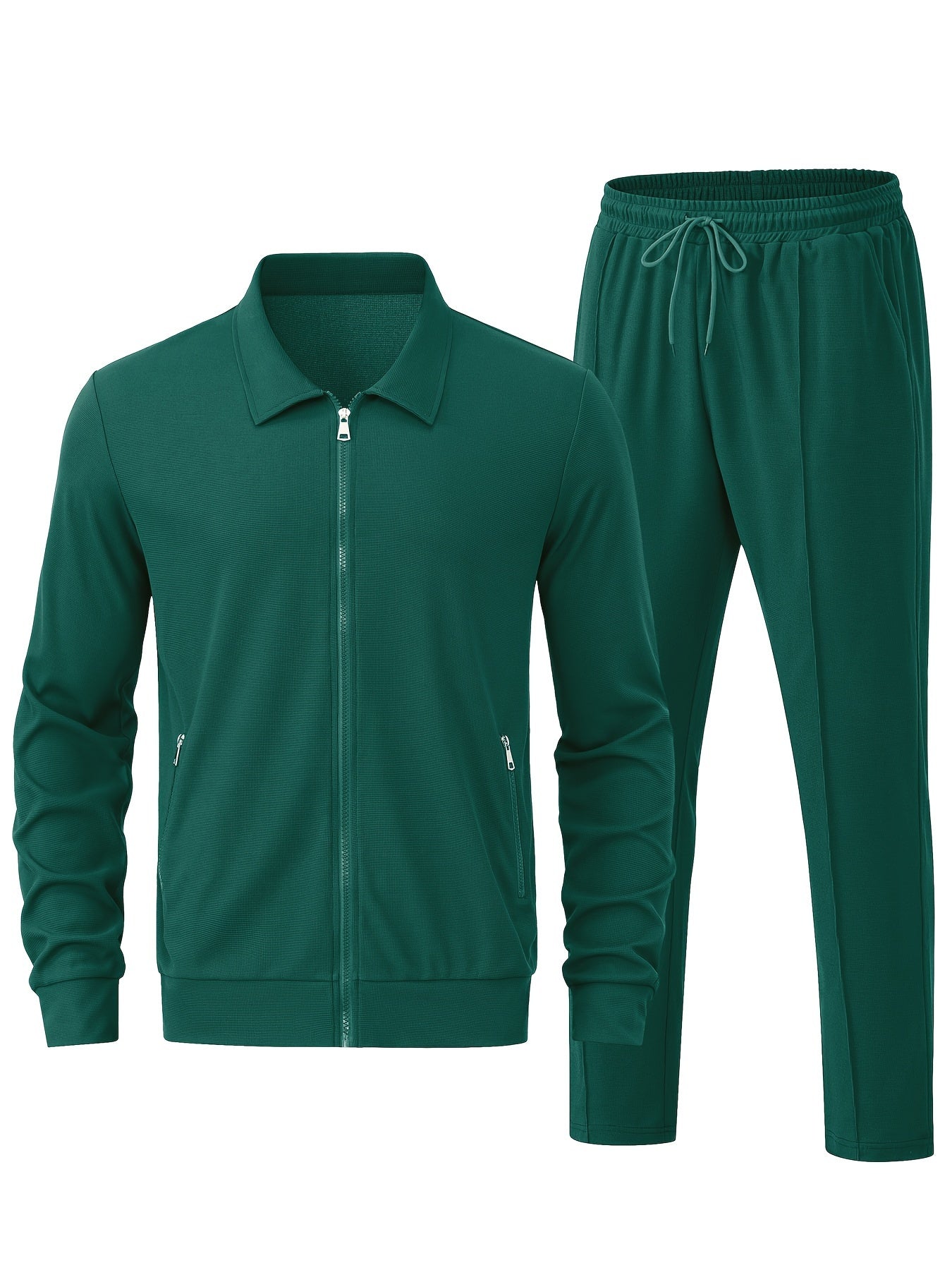 Men's Sporty Zipper Tracksuit Set with Jacket and Pants