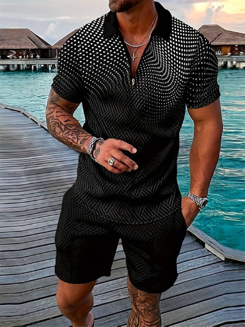 Liam: 2-teiliges Set aus T-Shirt und Shorts mit Matrix-Muster