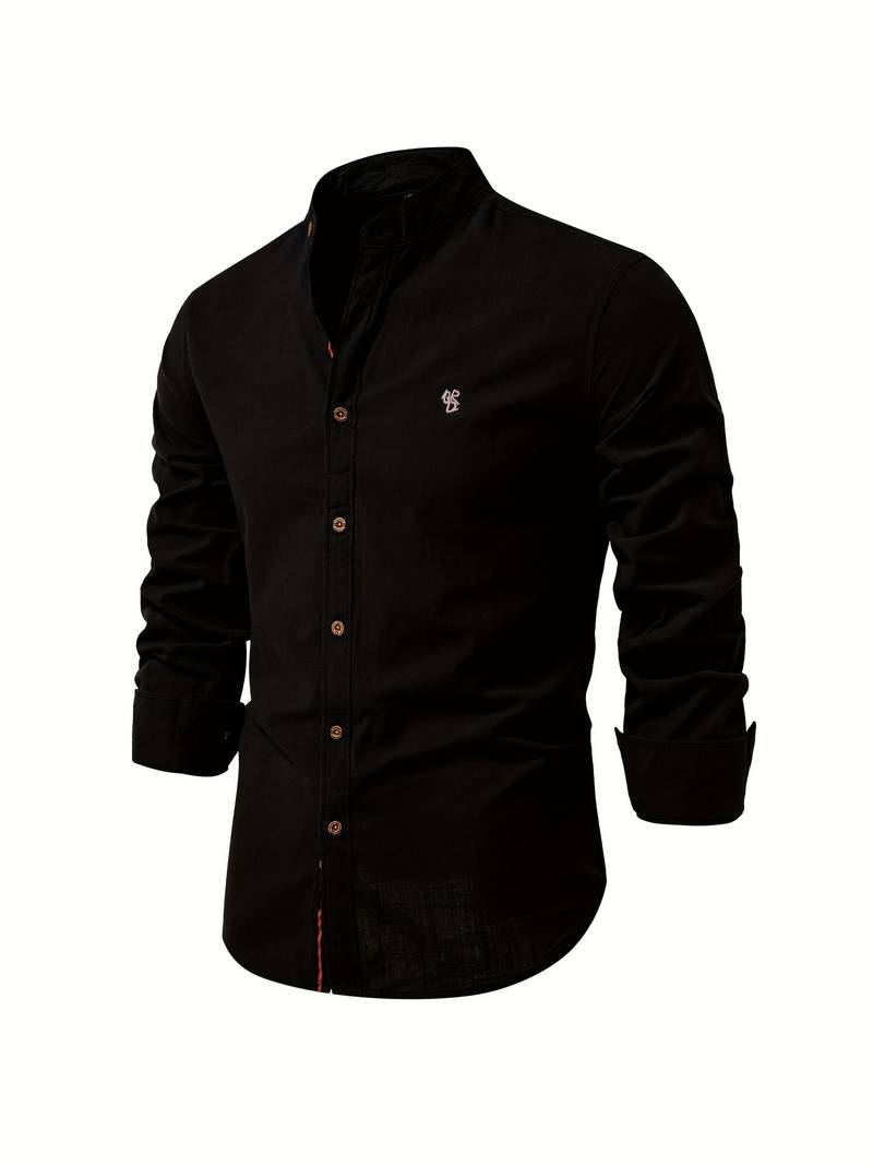 Men's long-sleeve button-down shirt by Nathan in solid color