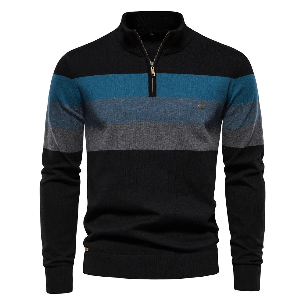 Classic Zip Up Stripe Sweater
